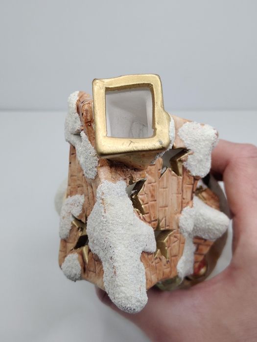 Подсвечник домик зимний новогодний светильник керамика