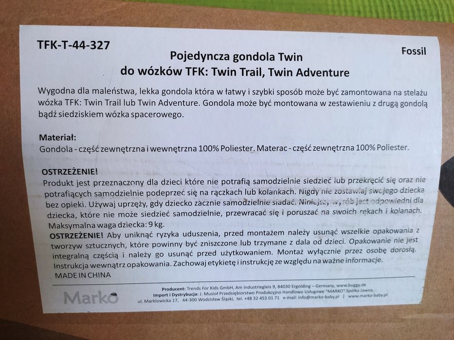 Gondola do wózka bliźniaczego Tfk twin adventure
