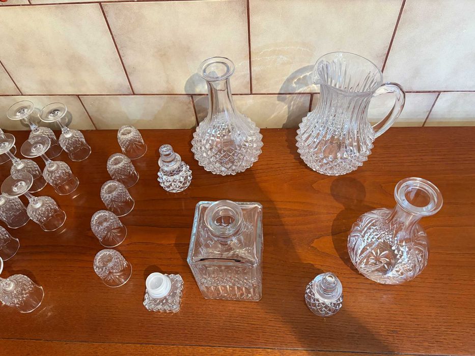 Excelente Serviço de Copos Cristal d'Arques "Longchamp" + Garrafas Cristal (Atlantis)
