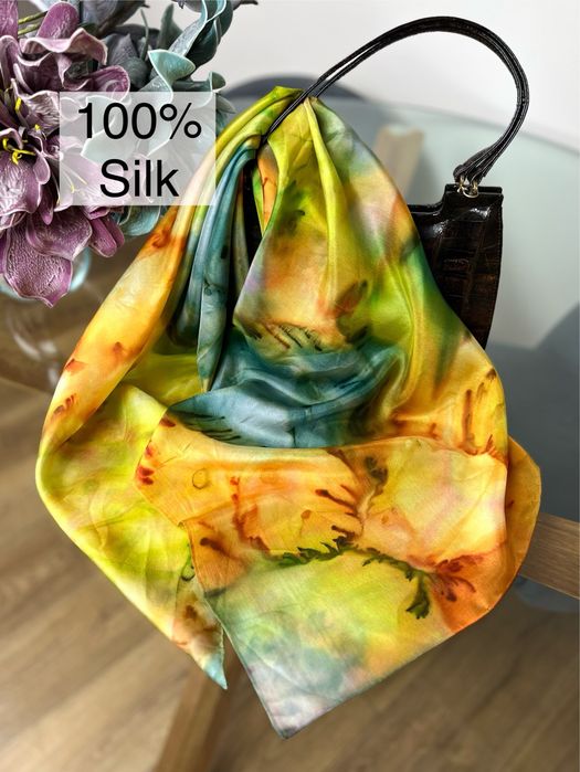 Apaszka jedwabna 100% jedwab 90x90 cm ręcznie malowana
