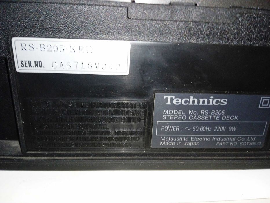 Gravador de cassetes Technics Modelo RS-B205 + cabo de eletricidade