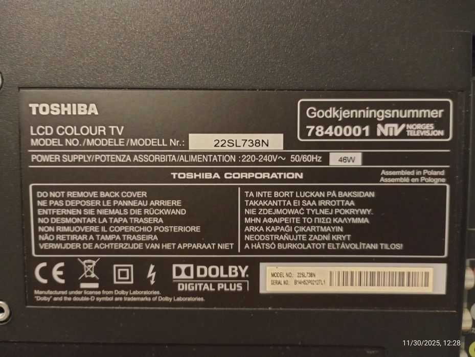 Telewizor Toshiba 22SL738N Regza 22"