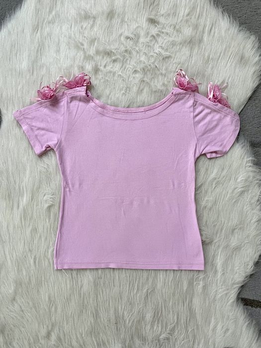 Różowy crop top na ramiączkach dziewczęcy vintage 4 lat 104 cm