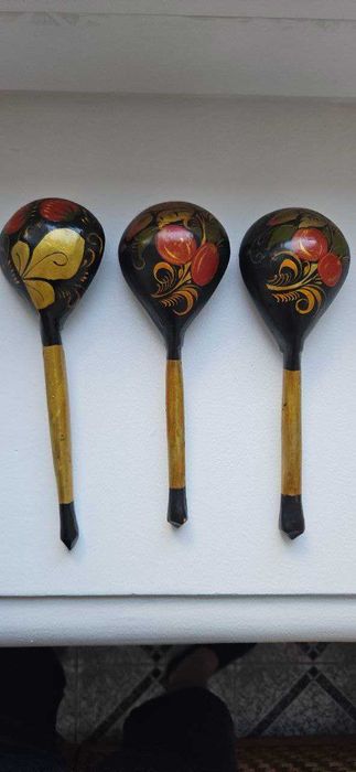 Деревянные ложки антикварные Петриковская роспись, ручная работа. СССР