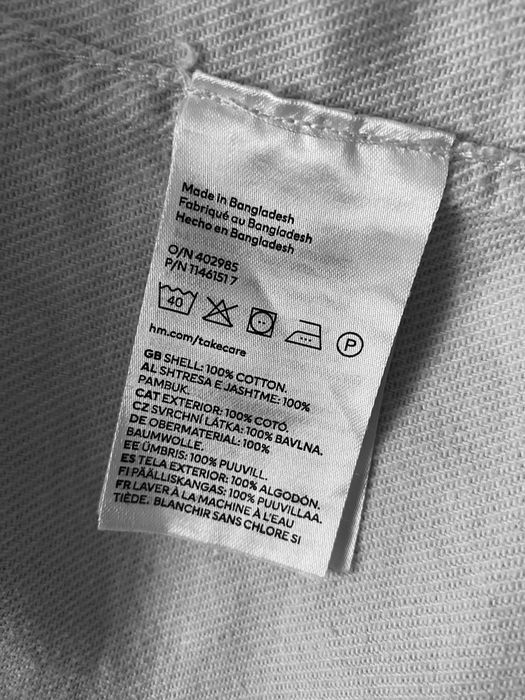 Bawełniana kurtka jeansowa/koszula beżowa H&M rozmiar S