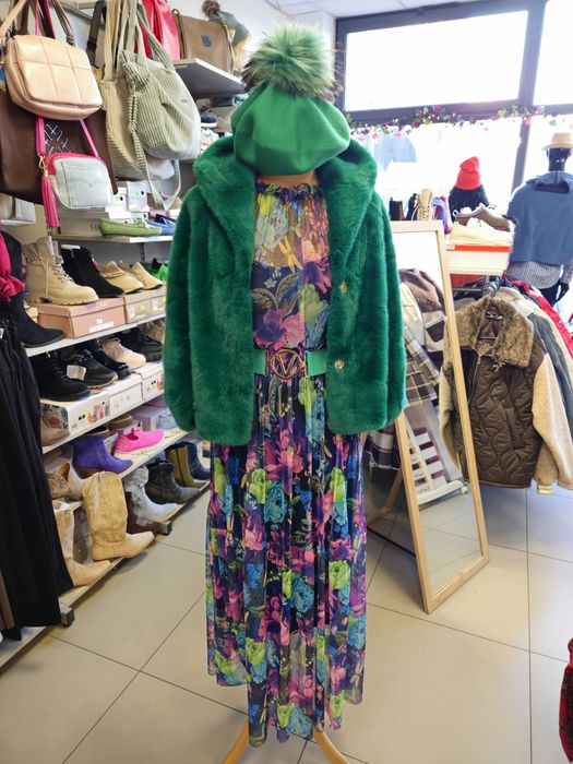 Kolorowa sukienka siateczka r. Uni z halką Italy !!!