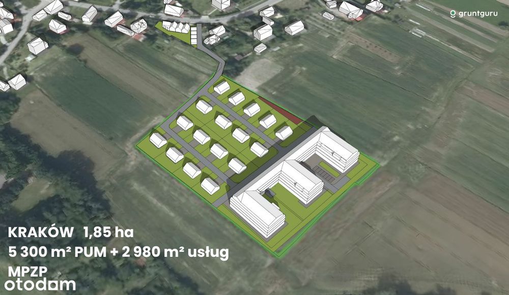 Kraków Nowa Huta | 1,85 ha | MPZP mieszkania + usługi