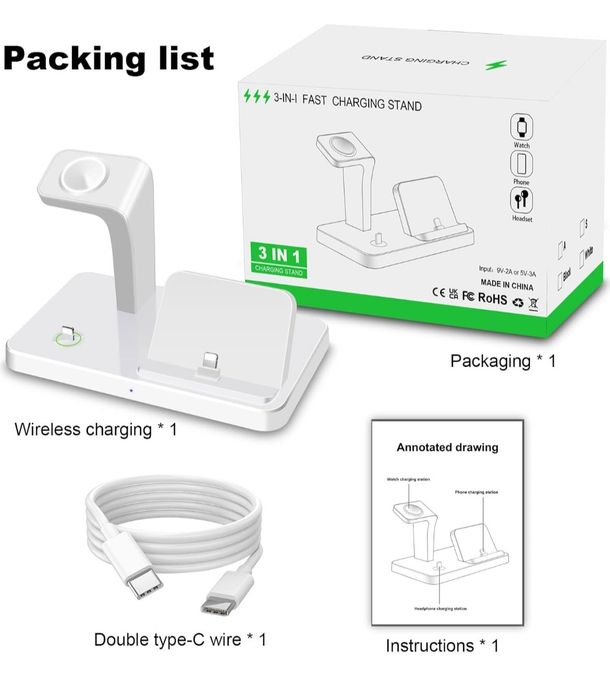 PDKUAI Stacja ładująca 3 w 1 dla wielu urządzeń Apple