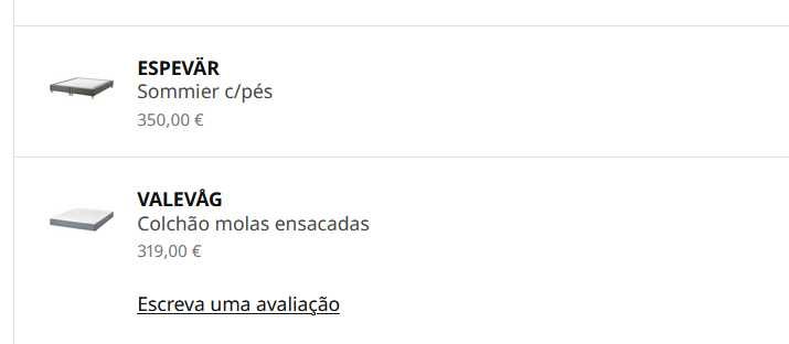 Conjunto Cama IKEA 160x200 + Colchão VALEVÅG + Secretária