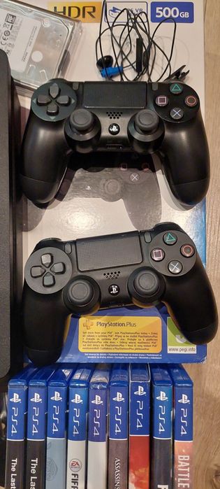 Konsola PS4 Slim 1,5 TB, 2 pady, 9 gier