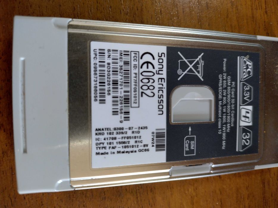 Раритетный модем Sony Ericsson PC card cardbus под Киевстар