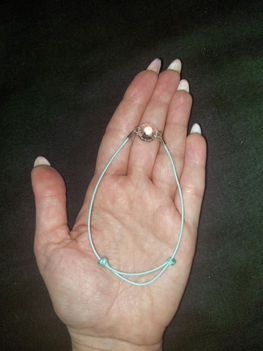 Bransoletka Giorre sznurkowa z kryształem Sworovskiego Kolor mietowy