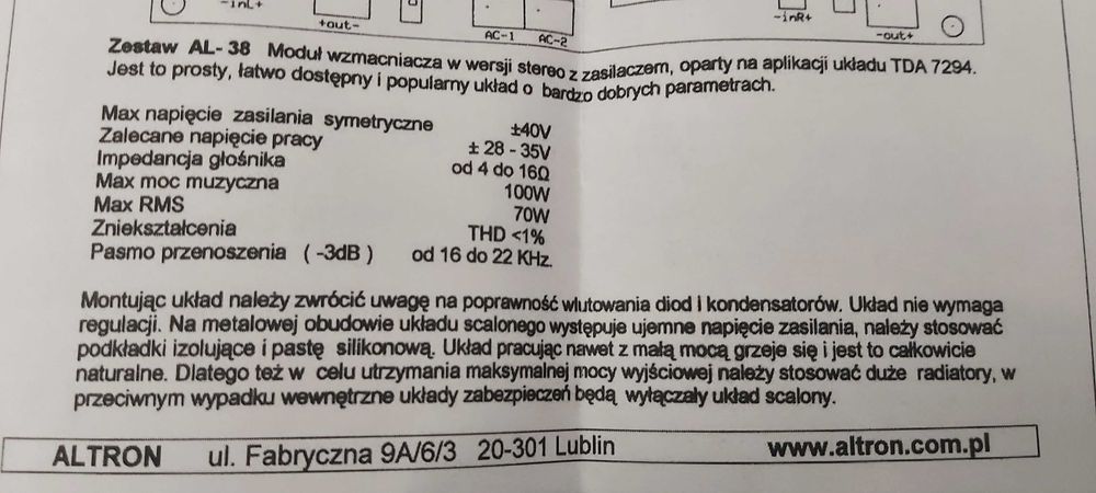 Zestaw elektroniczny płytka+części