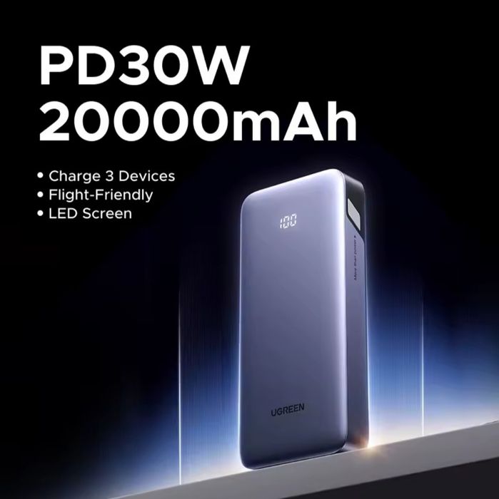Повербанк UGREEN 30W 20000mAh PB532 з екраном Power Bank PD SFC 2.0