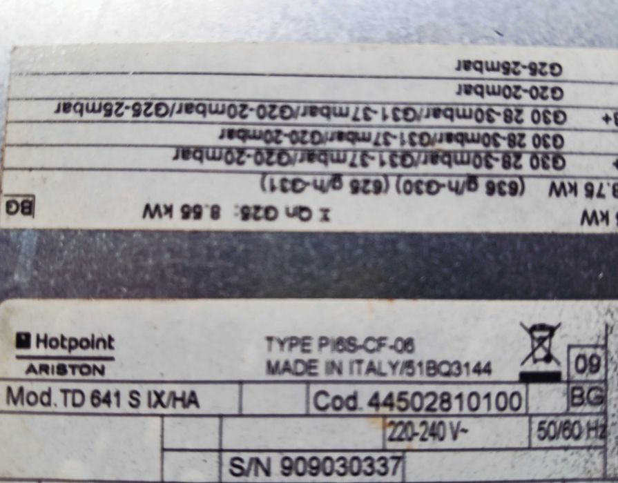 Placa Ariston Hotpoint Vitroceramica de Gas Natural