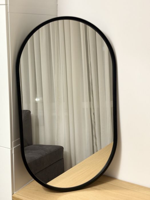 Lustro owalne czarne loft 85x50 cm
