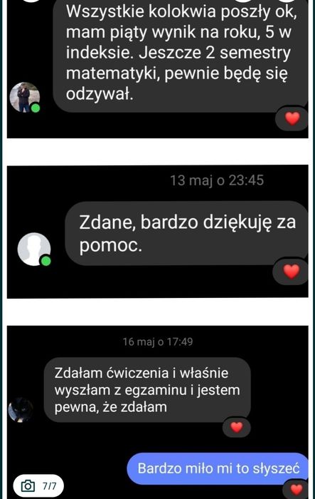 Korepetycje z matematyki, matura, studia