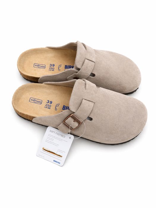 klasyka stylu Birkenstock Boston taupe  naturalny zamsz rozmiar 39 wysylka gratis