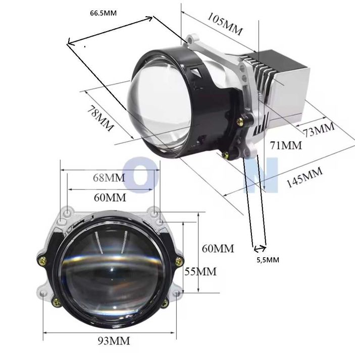 Soczewki projektory 24V Bi-Led Ronan 3 cale