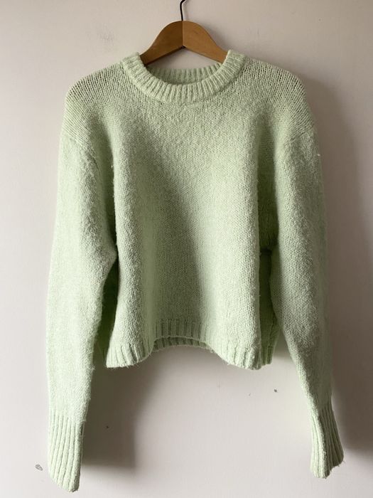 Zara miętowy sweter alpaka wełna