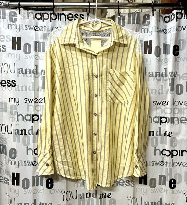 Блуза в полоску, натуральная, с гипюром. италия 52-56