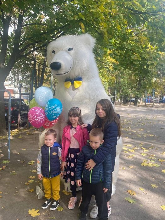Аниматор Белый Мишка , коричневый Тедди, поздравление шары доставка ЗП