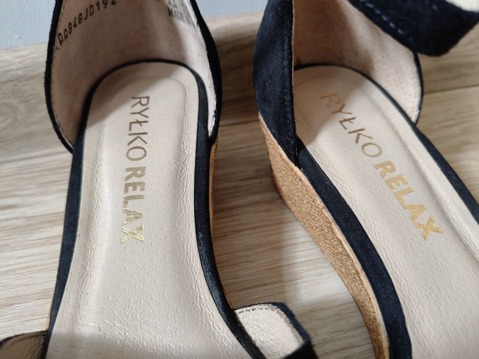 Buty Damskie Sandały na Platformie Skórzane Ryłko Czarne 3MBE3_X