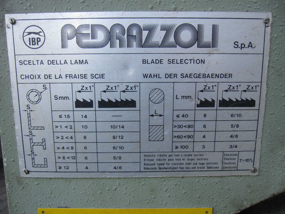 Piła taśmowa do metalu PEDRAZZOLI 270 AUTOMAT