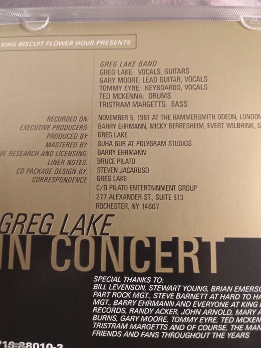 Greg Lake -  In Concert ,cd 5.11.1981 r ,King Biscuit Flower Hour