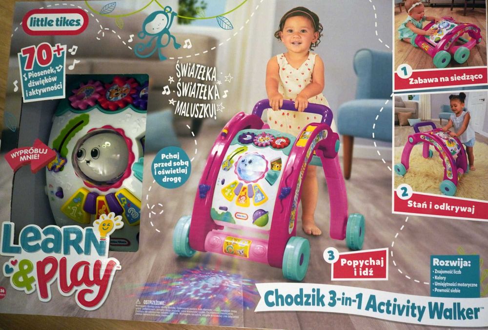 Chodzik 3w1 little tikes różowy UŻYWANY dla dzieci