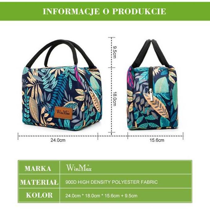 Torba termiczna lunch box śniadaniowa  do pracy ma studia do szkoły