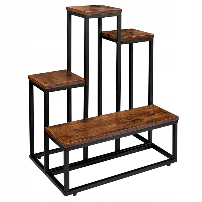 Metalowy Kwietnik Stojący 4 Poziomy Regał Na Kwiaty Rośliny Loft