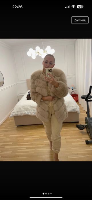 Futro z lisa futerko bezowe r.xs/s