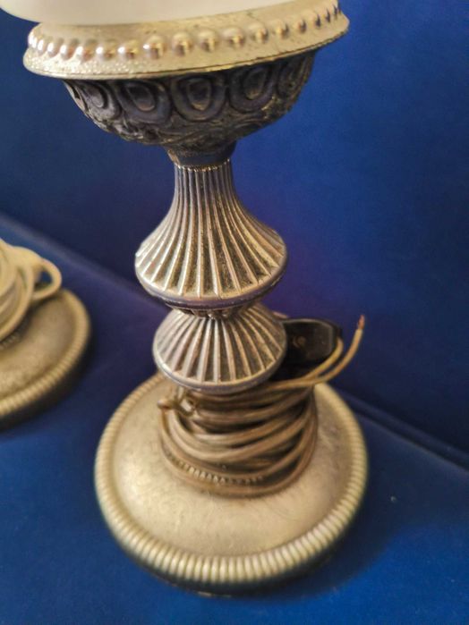 Par de Candeeiros Antigos Vintage em Metal Pesado (Para Restauro)