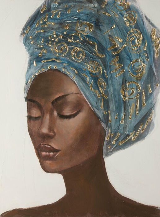 Obraz Ścienny 60x80 Cm Portret Kobieta W Turbanie Nowoczesny Do Salonu Sypialnia Dekoracja Artystyczna