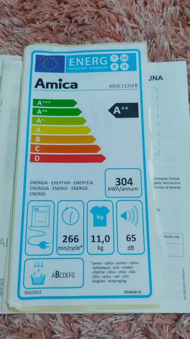 Suszarka do ubrań amica 11kg.
