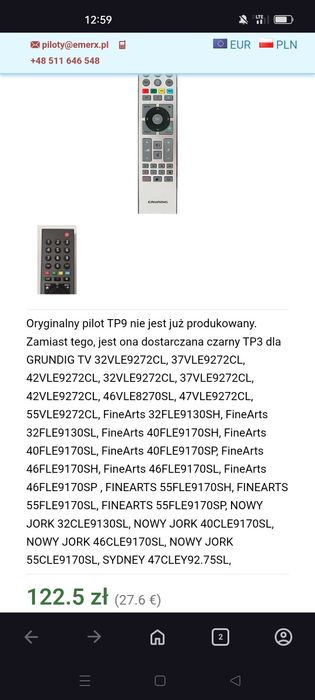 Oryginalny pilot tv grundig