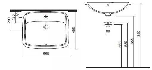 Umywalka KOŁO NOVA PRO 55 cm podblatowa z przelewem