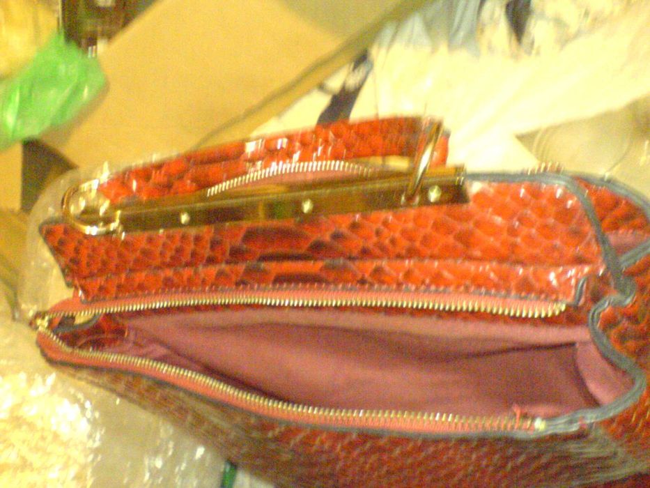 TOREBKA DAMSKA SKÓRA WĘŻA CZERWIEŃ 35x23x16 Zamki sprawne st.bar.dobry