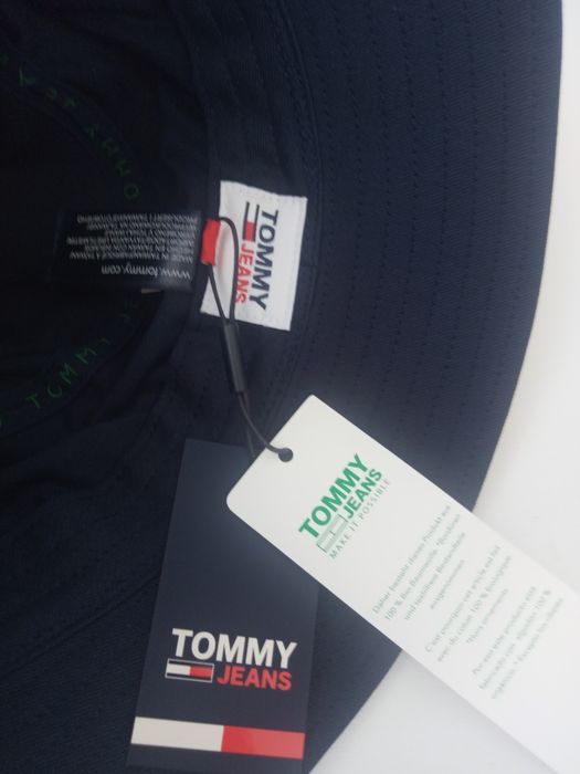 Nowy oryginalny kapelusz Tommy Hilfiger bucket hat granatowy bawełna