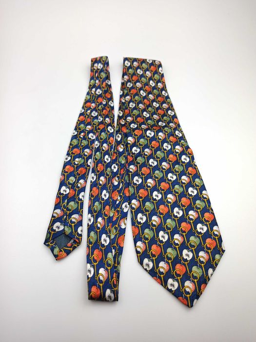 Marco Laurenti granatowy jedwabny krawat w owoce mpi166