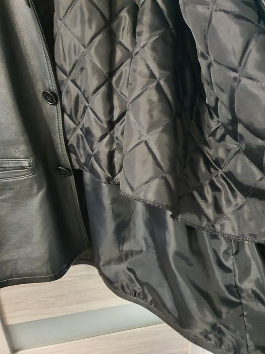 Płaszcz męski skórzany/ kurtka, XL, czarna