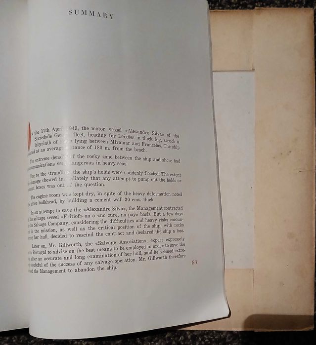 "O Salvamento do N/M "Alexandre Silva" da S.G. - Sociedade Geral..."