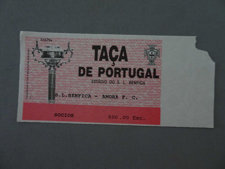 Bilhete de futebol Benfica - Amora - Taça de Portugal nº 16794
