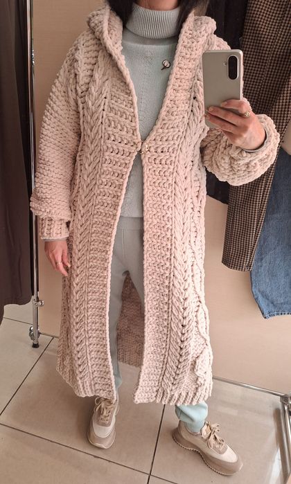 Кардиган з капюшоном і поясом