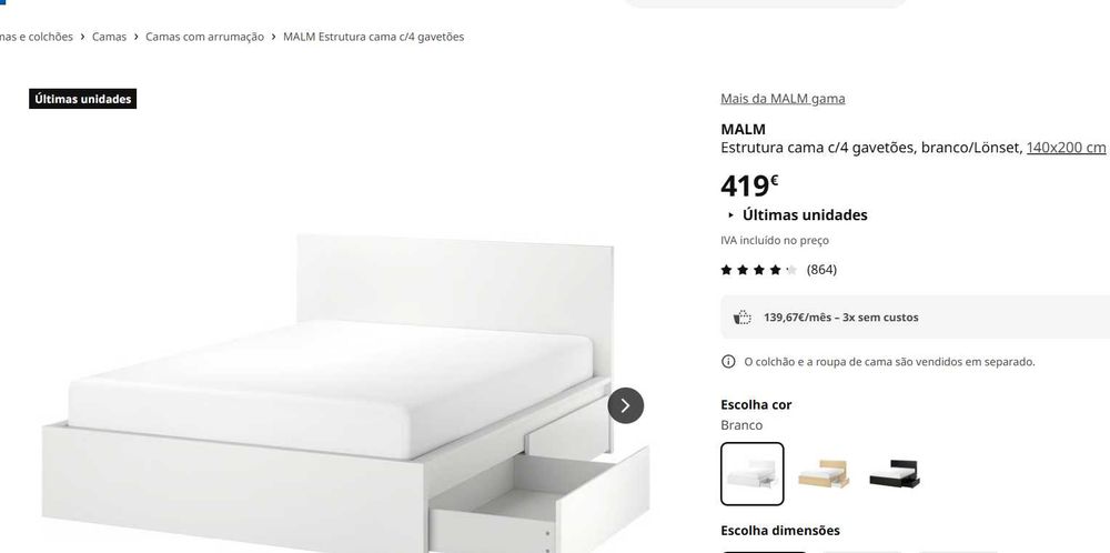 Cama MALM IKEA 140x200