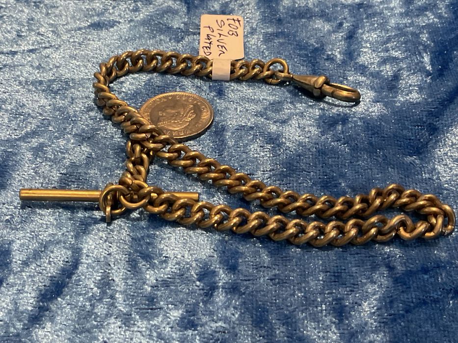 Corrente para relógio de bolso 30 cm fob.silver plated