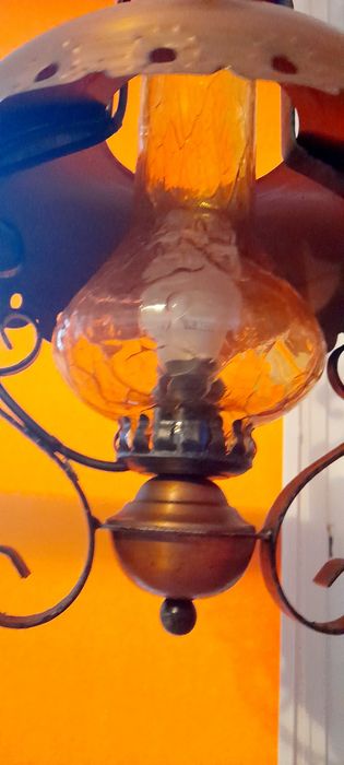 Piękna miedziana stara LAMPA, miedziana