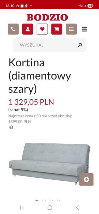 Wersalka/sofa/kanapa szara Meble Bodzio