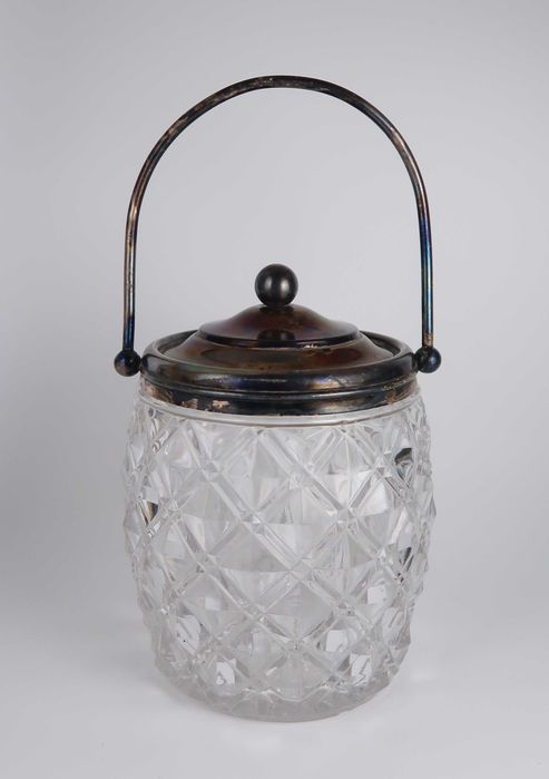 Boleira antiga Art Deco em vidro padrão Diamante (Ref. 7)